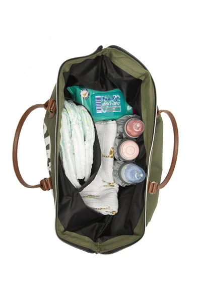 Bagmori Haki Baby Bag Baskılı Garnili Anne Bebek Çantası - 4