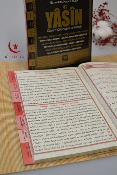 Türkçe Okunuşlu ve Mealli Fihristli 41 Yasin Dua Kitabı Orta Boy Siyah - Resim 4