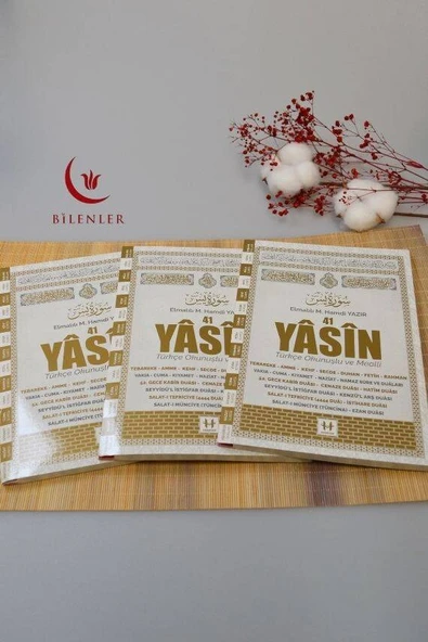 Türkçe Okunuşlu ve Mealli Fihristli 41 Yasin Dua Kitabı Orta Boy Krem - Resim 6