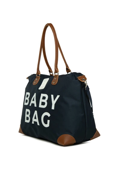 Bagmori Lacivert Baby Bag Baskılı Garnili Anne Bebek Çantası - 2