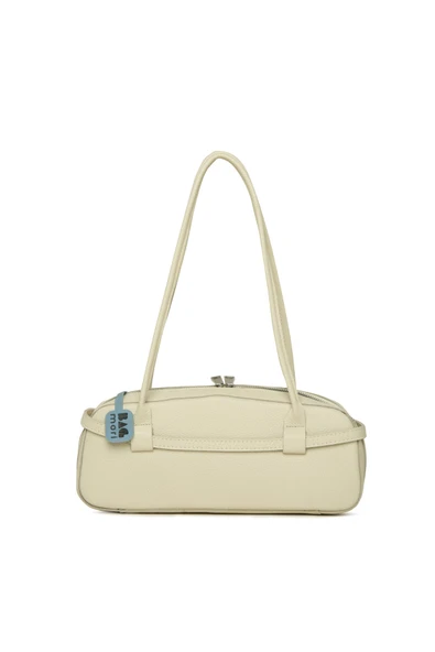 Bagmori Krem Gerçek Deri Kemerli İnce Askılı Çanta - Resim 3