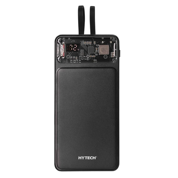 Hytech H120 10000mAh QC3.0 PD20W LCD Şeffaf 18W Siyah Taşınabilir Powerbank