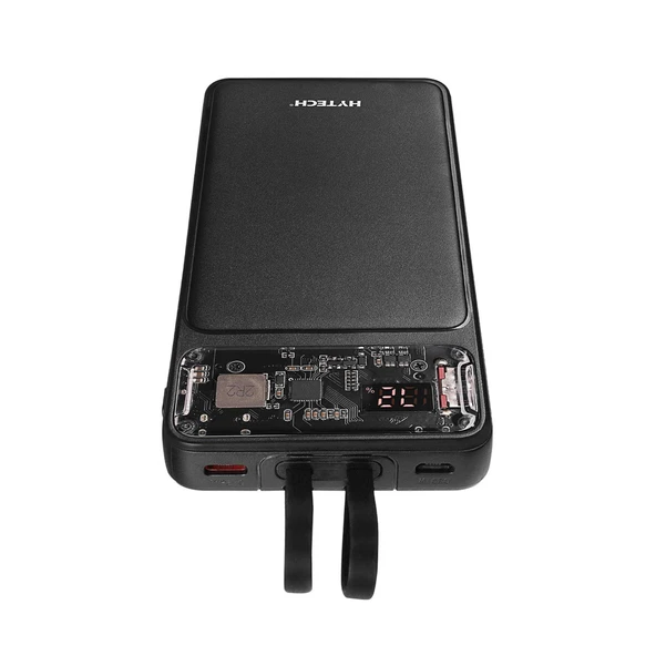 Hytech H120 10000mAh QC3.0 PD20W LCD Şeffaf 18W Siyah Taşınabilir Powerbank - 4