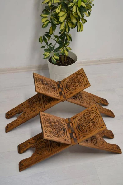Kur’an-ı Kerim Rahlesi Selçuklu Desenli Model 2– Küçük Boy (18X45cm) Oyma İşçilikli - Resim 5