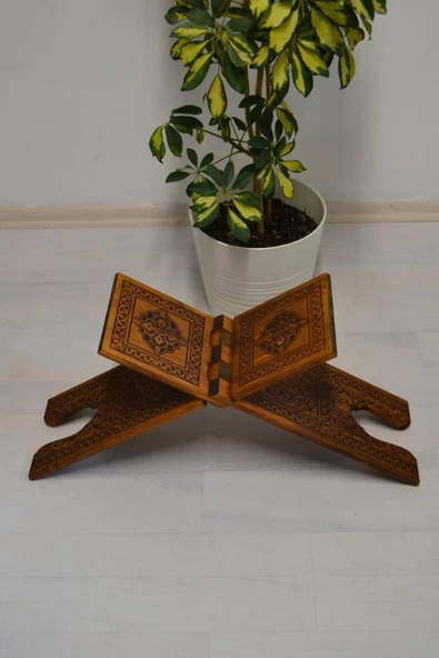 Kur’an-ı Kerim Rahlesi Selçuklu Desenli– Küçük Boy (18X45cm) Yakma İşçilikli - 1