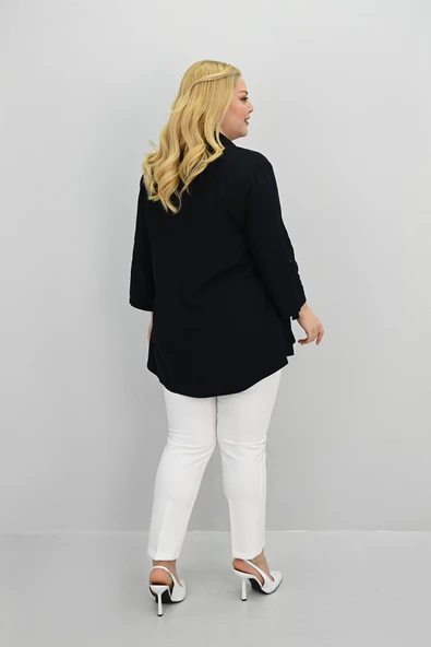 Kadın Büyük Beden Fırfır Detaylı Gömlek 1720-25-1 - 8