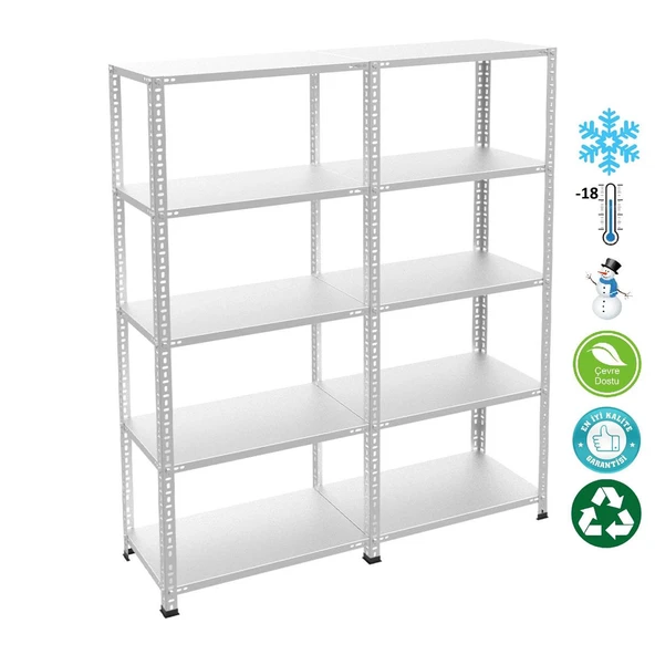 5 Katlı Duble Paslanmaz Krom Raf - Inox Soğuk Oda Rafı, Buzhane Rafı  31x93 cm 200 cm 1.00 mm - 3