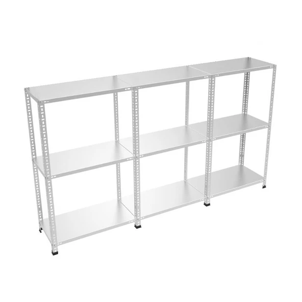 3 Katlı 3'lü Bitişik Paslanmaz Krom Raf - Inox Soğuk Oda Rafı, Buzhane Rafı  59x93 cm 200 cm 1.00 mm