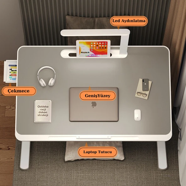 Move - N9  Yükseklik Ayarlı LED Aydınlatmalı Siyah Laptop Sehpası - 5