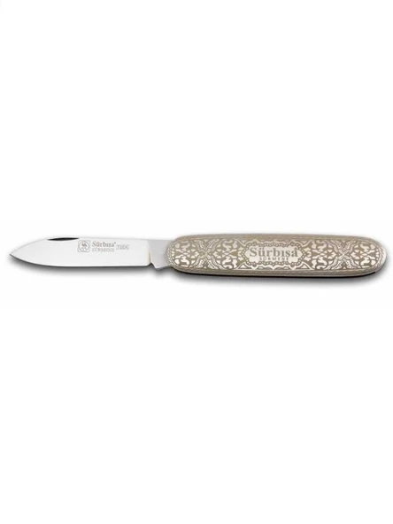 Sürbisa Krom İşlemeli Çakı Bıçağı (Tek Bıçaklı) 61801 6.5 cm - 2