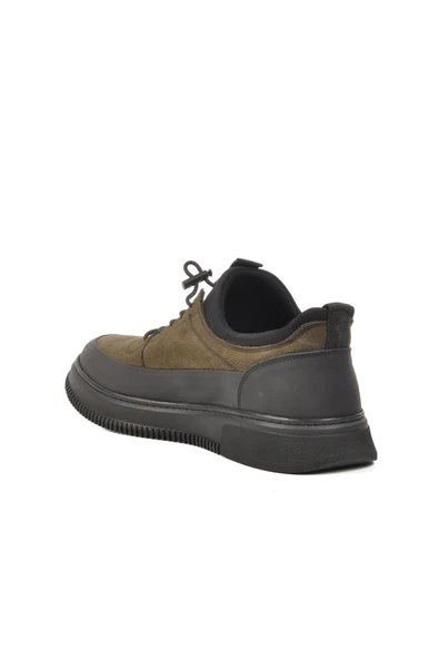 Ayakmod Siyah Haki Hakiki Deri Erkek Casual Ayakkabı 4K9824 M - Resim 4