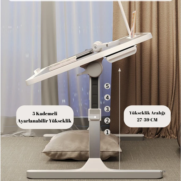 Move - N9  Yükseklik Ayarlı LED Aydınlatmalı Gri Laptop Sehpası - 2