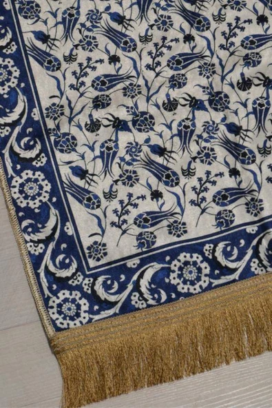 Pratik ve Taşınabilir İpek Dokulu Keseli Seccade Lacivert-02 - Resim 2