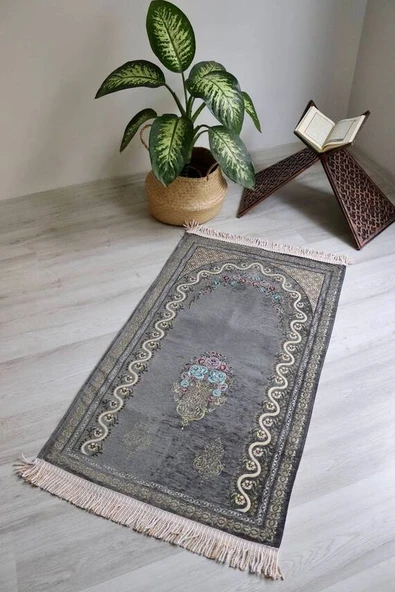 Çeyizlik Hediyelik Astarlı Seccade Gri - Resim 3