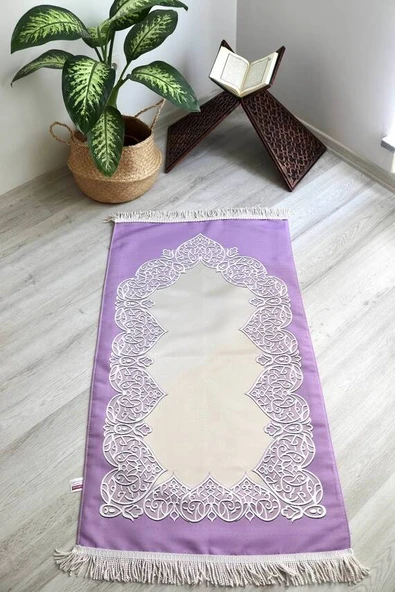 Astarlı Çeyizlik Saten Seccade Lila - Resim 4