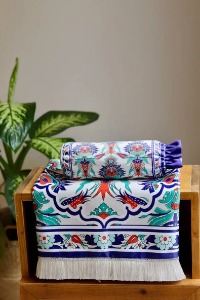 İpek Dokulu Keseli Seccade Beyaz - Resim 4