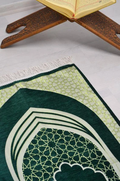 Mihrap Desenli Astarlı Seccade Yeşil - Resim 3