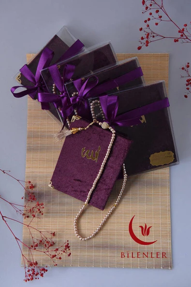 Kutulu Kadife Yasin ve İnci Tesbih Seti Mor 10 Adet ürün görseli