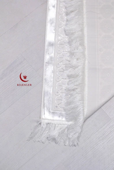 Hediyelik-Çeyizlik Lüks Kadife Seccade Beyaz - Resim 4