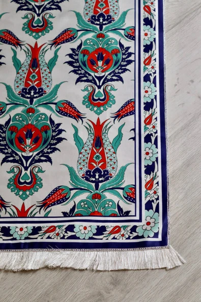 İpek Dokulu Keseli Seccade Beyaz - Resim 3