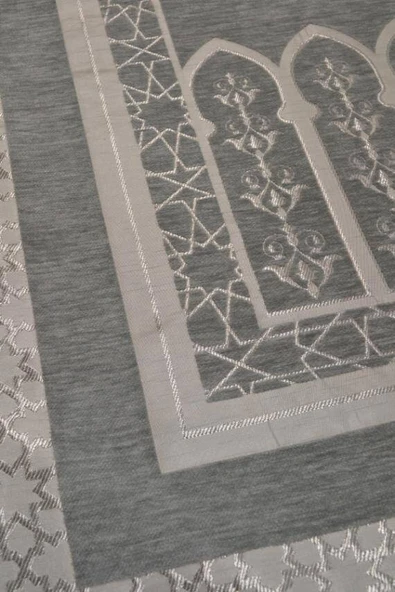 Mihrap Desenli Astarlı Seccade Gri - Resim 3