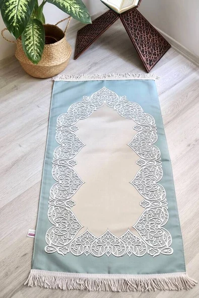 Astarlı Çeyizlik Saten Seccade Mavi - Resim 2