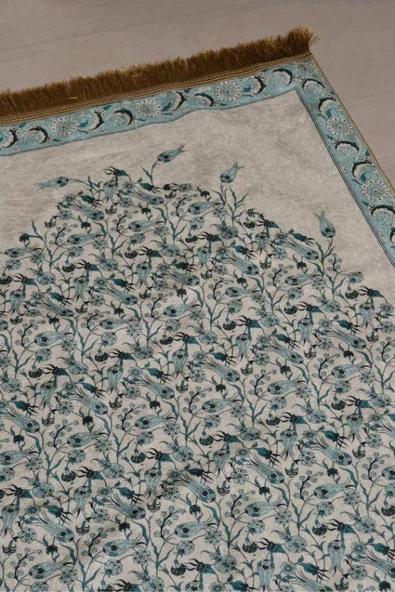 Pratik ve Taşınabilir İpek Dokulu Çantalı Seccade Açık Mavi- MV0013 - Resim 2