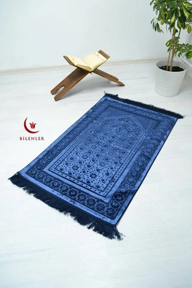 Hediyelik-Çeyizlik Lüks Kadife Seccade Lacivert ürün görseli