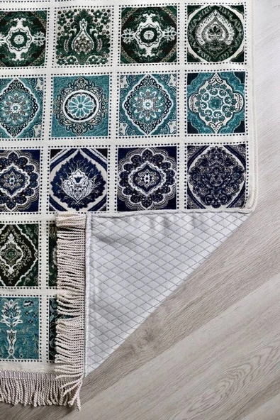 40 Yama Desenli Astarlı  Seccade Lacivert - Resim 4