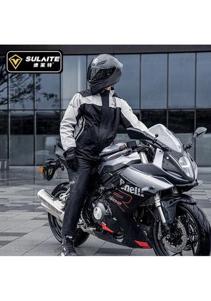 Cbtx Sulaite Motosiklet Yağmurluk Oxford Kumaş Pantolon Ceket Siyah - 8