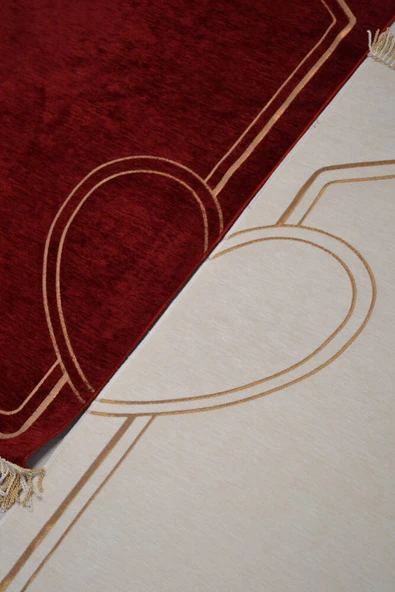 Çiftlere Özel Kalpli Seccade -Eşli Seccade Kırmızı-Beyaz - Resim 4