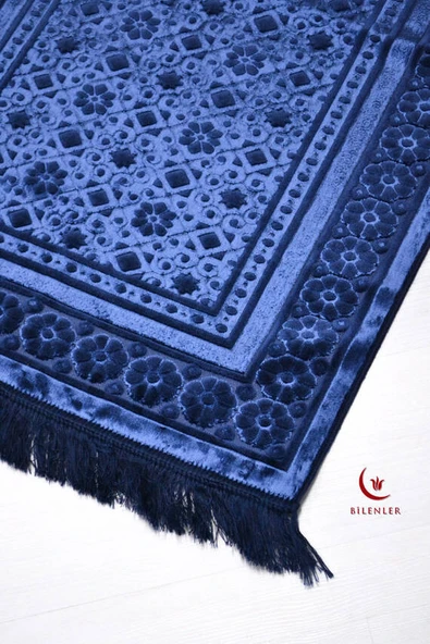 Hediyelik-Çeyizlik Lüks Kadife Seccade Lacivert - Resim 2