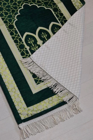 Mihrap Desenli Astarlı Seccade Yeşil - Resim 4