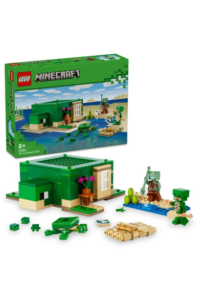 LEGO ® Minecraft® Kaplumbağa Plaj Evi 21254 - 8+ Yaratıcı Oyuncak Yapım Seti (234 Parça)