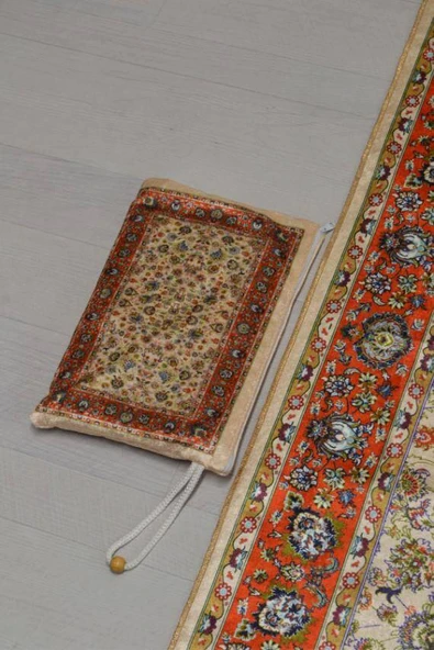 Pratik ve Taşınabilir İpek Dokulu Çantalı Seccade-P1001 - Resim 5