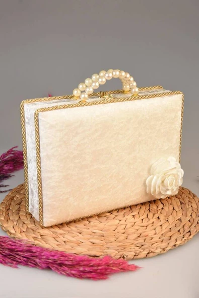 İnci Ahşap Kadife Kutulu Kuran-ı Kerim Çeyizlik-Hediyelik Set Krem Renk - Resim 5