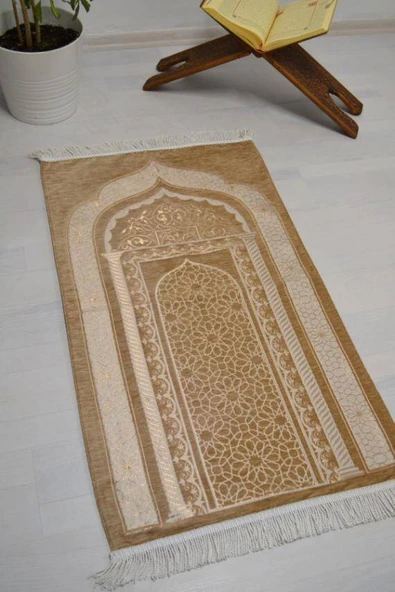 Mihrap Desenli Astarlı Seccade  Camel - Resim 5