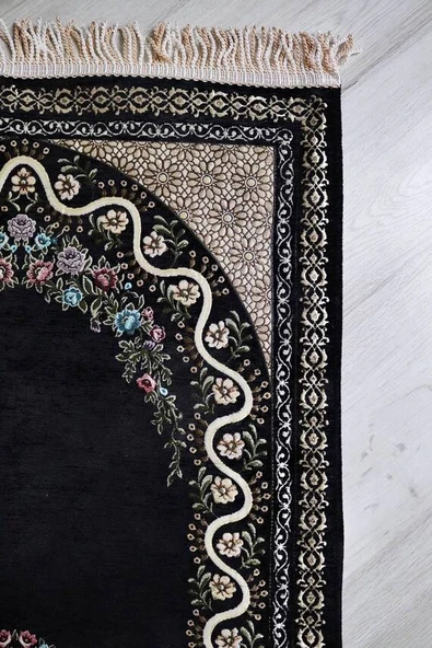 Çeyizlik Hediyelik Astarlı Seccade Siyah - Resim 4