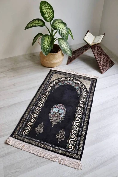 Çeyizlik Hediyelik Astarlı Seccade Siyah - Resim 2