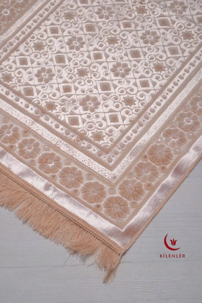 Hediyelik-Çeyizlik Lüks Kadife Seccade Somon - Resim 3