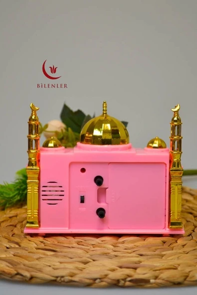 Ezan Okuyan Nostaljik Masa Saati Pembe– Mekke Ezanı Sesli (Dijital Olmayan) Küçük Boy - 4