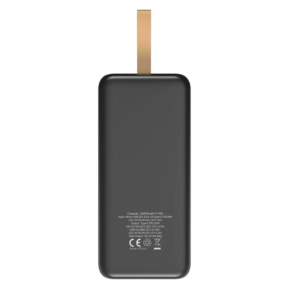 S-link G330 30000mAh QC3.0 PD20W LCD Şeffaf 18W Siyah Taşınabilir Powerbank - 5