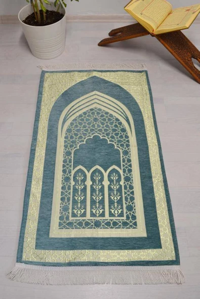 Mihrap Desenli Astarlı Seccade Su Yeşili ürün görseli