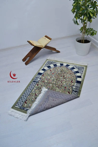 Ravza Desenli Lüks Kadife Seccade - Resim 4