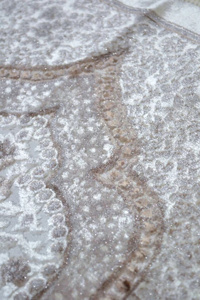 Lüks Hediyelik Çeyizlik Simli Kadife Seccade Kahverengi - Resim 2