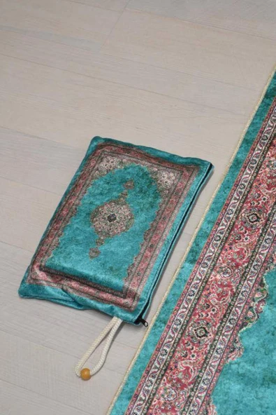 Pratik ve Taşınabilir İpek Dokulu Çantalı Seccade-M011 - Resim 5