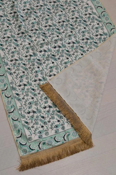 Pratik ve Taşınabilir İpek Dokulu Keseli Seccade Su Yeşili - Resim 4