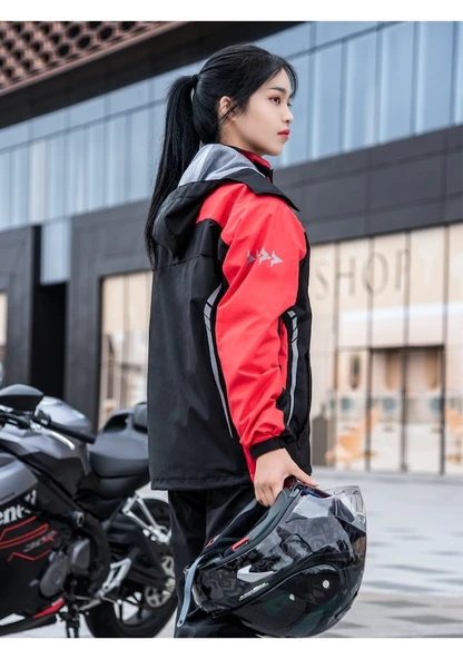 Cbtx Sulaite Motosiklet Yağmurluk Oxford Kumaş Pantolon Ceket Siyah - 4