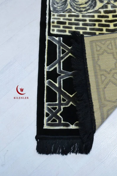 Kabe Desenli Lüks Kadife Dokuma Seccade - Resim 3