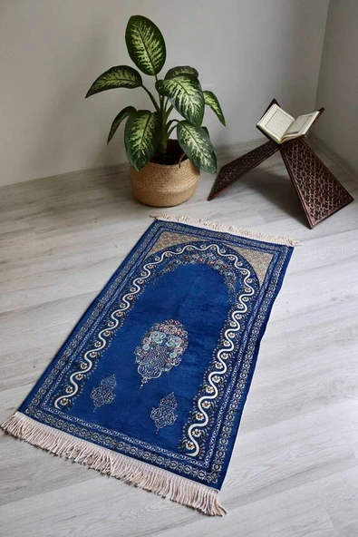 Çeyizlik Hediyelik Astarlı Seccade Mavi ürün görseli